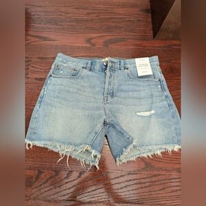 Madewell Brynn Long Shorts W28 NWT high rise distressed denim